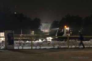 Gatto delle nevi al Parco Sempione, sullo sfondo, l'arco della pace